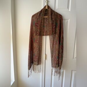 Vintage Ralph Lauren brown paisley silk scarf Made in Japan. Excellent condition